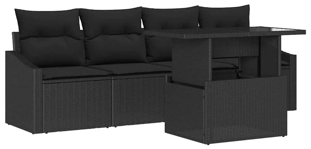 vidaXL Σετ Καναπέ Κήπου με μαξιλάρι 5 pcs Μαύρο 100 x 55 x 73 εκ