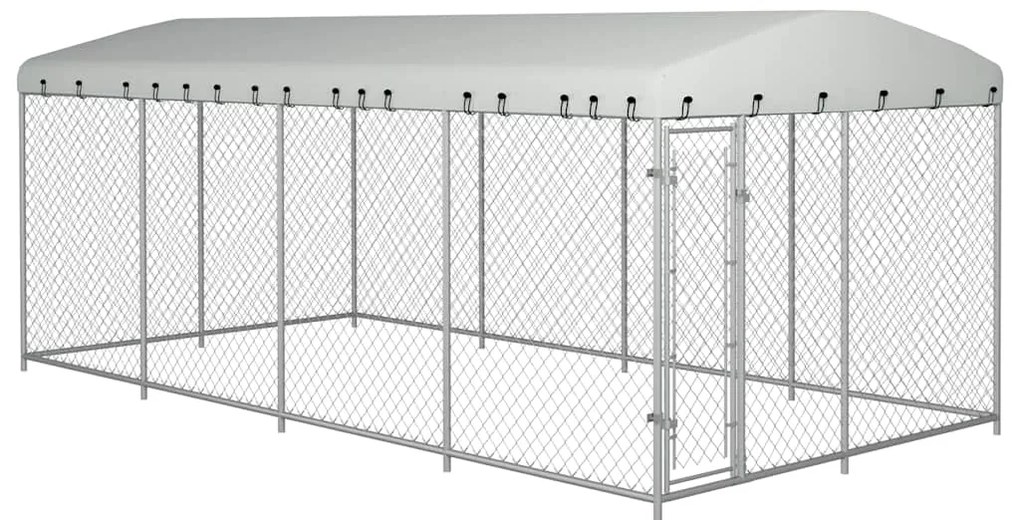 vidaXL Κλουβί Σκύλου Εξωτερικού Χώρου 7,6 x 3,8 x 2,3 μ. με Στέγαστρο