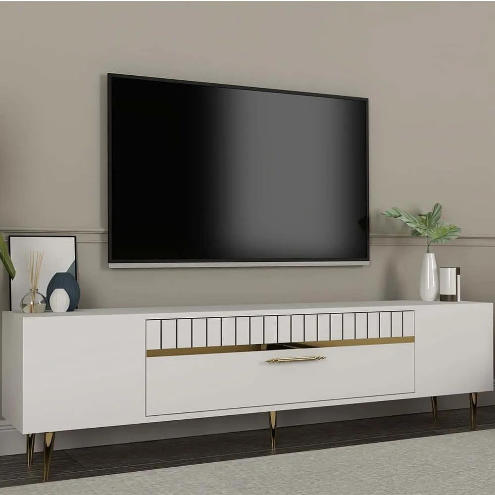 Έπιπλο Τηλεόρασης Dekolp 475OLV2986 150x29,6x48cm White-Gold