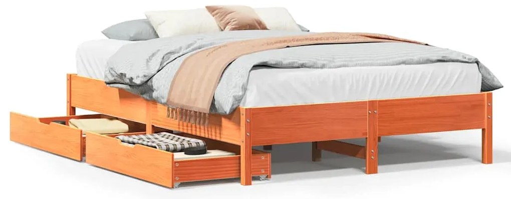 vidaXL Σκελετός Κρεβ. Χωρίς Στρώμα Καφέ Κεριού 150x200 εκ Μασίφ Πεύκο