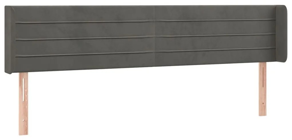 Κεφαλάρι με Πτερύγια Σκούρο Γκρι 163x16x78/88 εκ. Βελούδινο - Γκρι