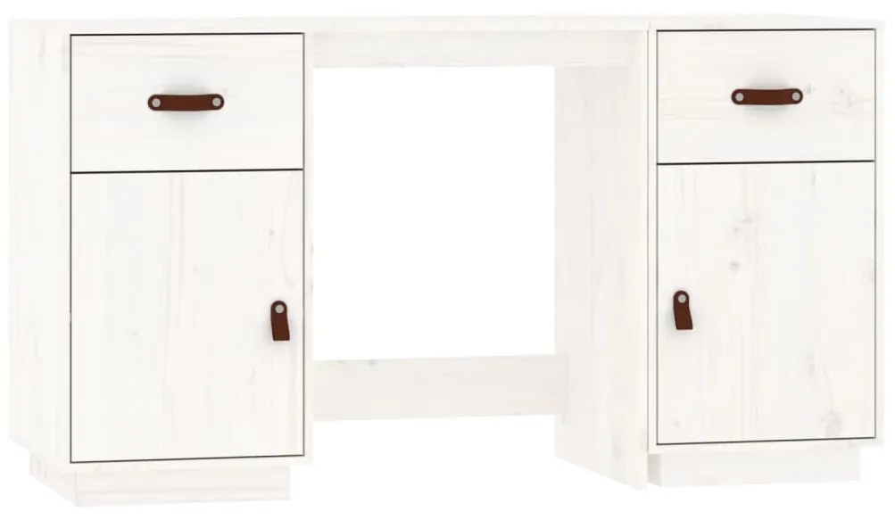 vidaXL Ντουλάπι Γραφείου Καφέ Λευκό 135x50x75εκ. από Μασίφ Ξύλο Πεύκου