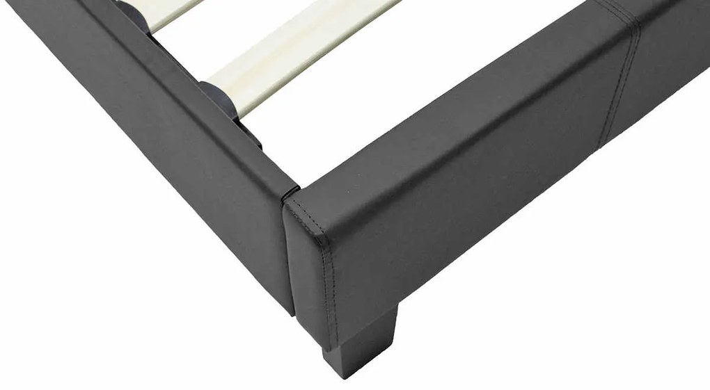 Κρεβάτι Nevil pakoworld μονό 100x200 PU χρώμα μαύρο ματ με ανατομικές τάβλες