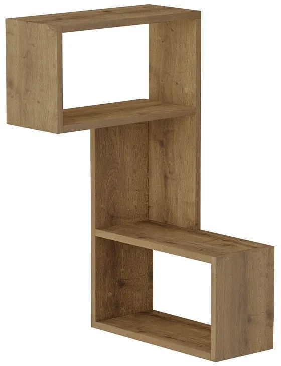 Ραφιέρα τοίχου γωνιακή Part Megapap χρώμα ανοιχτό καρυδί 47x20x82εκ.