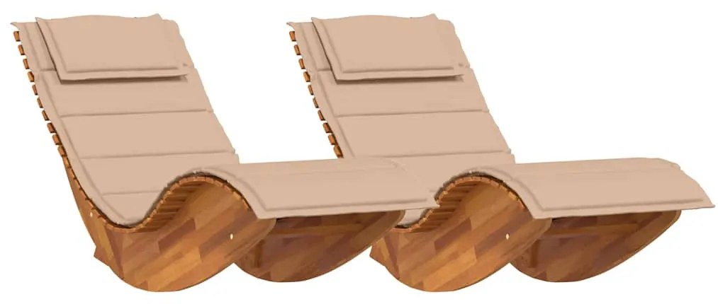 vidaXL Ξαπλώστρα 2 pcs Καφέ 60 x 154 x 74εκ Μασίφ ξύλο ακακίας
