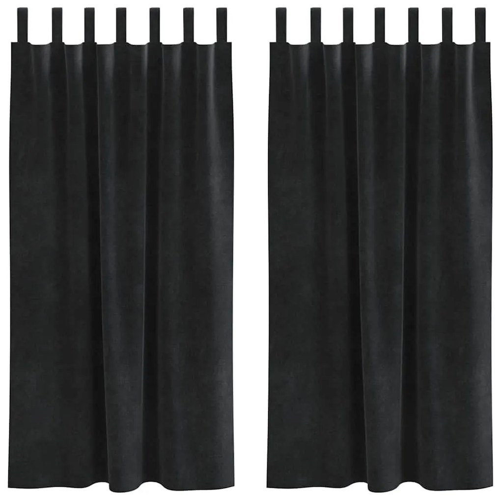 vidaXL Κουρτίνες με κουρτίνες 2 pcs Μαύρο 140 x 175 cm Βελούδο