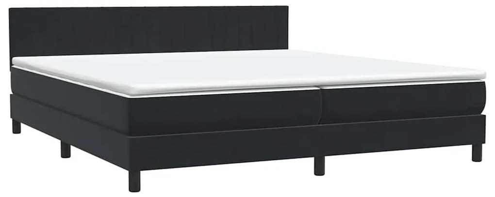 Κρεβάτι Boxspring με Στρώμα Μαύρο 180x210 εκ. Βελούδινο - Μαύρο