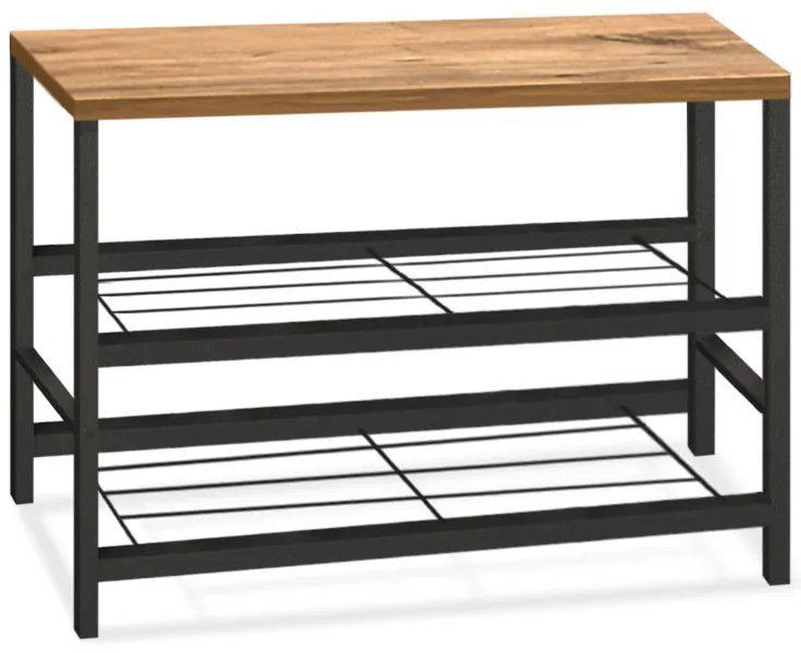 Παπουτσοθήκη Dalia Megapap 6 ζευγών μεταλλική - μελαμίνης χρώμα μαύρο - pine oak 65x30x45εκ.