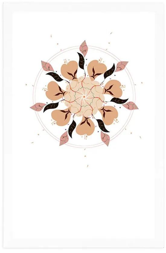 Αφίσα με πασπαρτού Αφηρημένο σχέδιο διακριτικών λουλουδιών - 60x90 silver