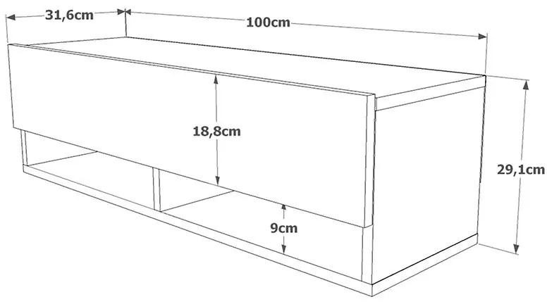 Έπιπλο τηλεόρασης επιτοίχιο Roscoe ανθρακί-oak 100x31,5x29εκ