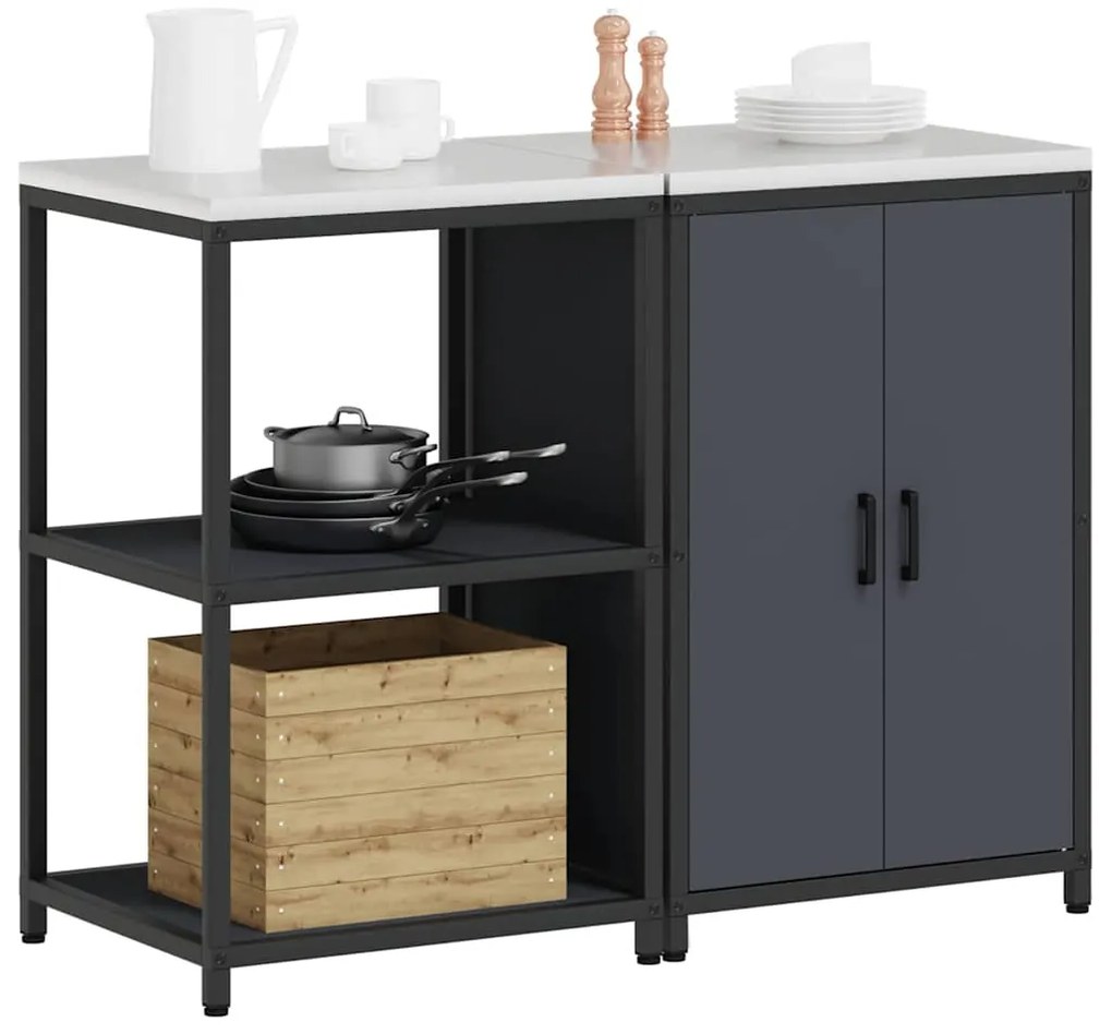 vidaXL Σετ Αποθήκευσης Κουζίνας 2 pcs Ανθρακί Ψυχρής έλασης χάλυβας