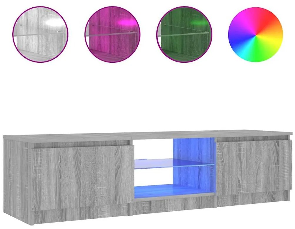 vidaXL Έπιπλο Τηλεόρασης με LED Γκρι Sonoma 140 x 40 x 36 εκ.