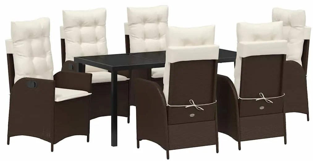 vidaXL Σέτ φαγητού για κήπο 7 pcs Καφέ συνθετικό ρατάν