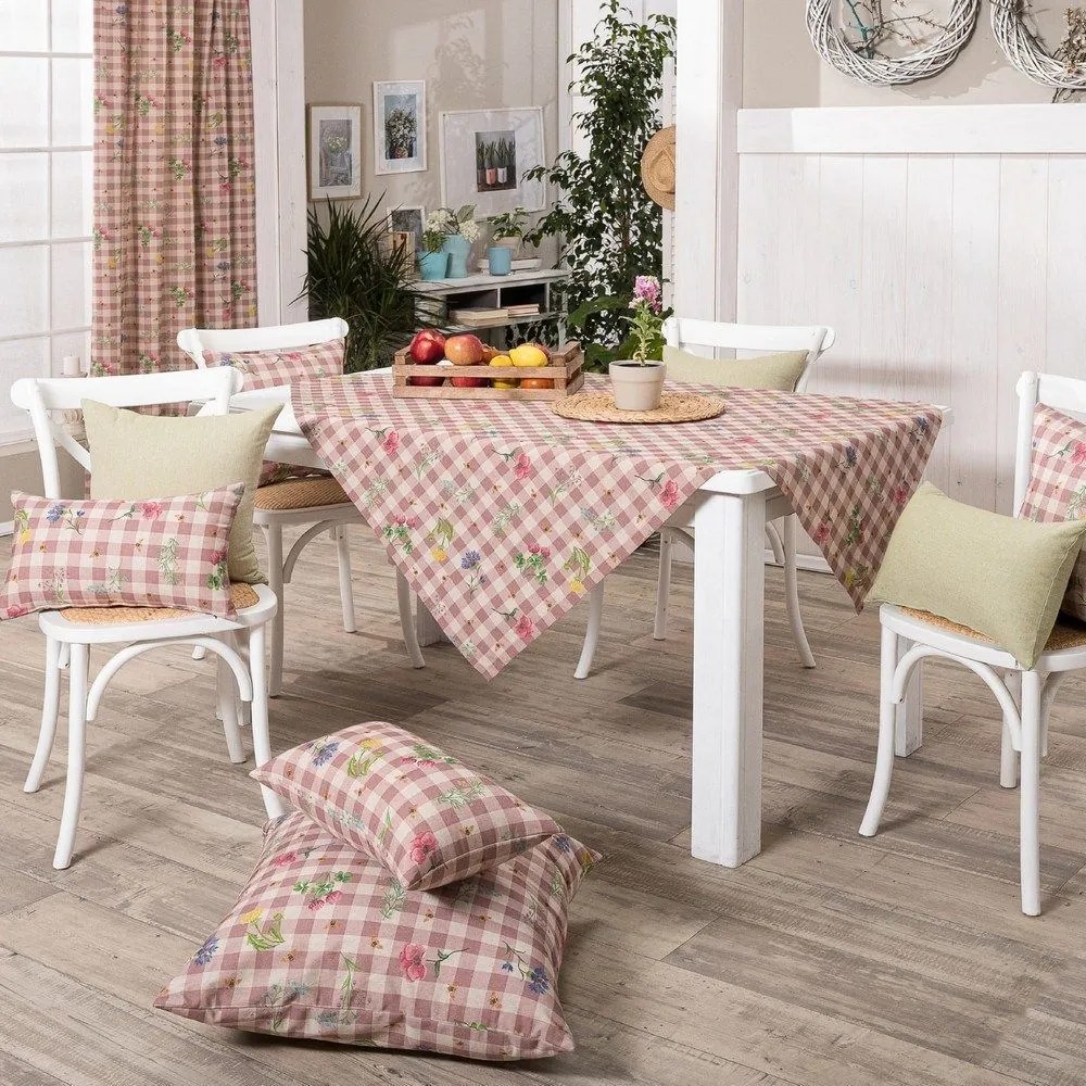 Τραπεζομάντηλο Parrillia 06 Pink Teoran 135X135cm Cotton-Polyester