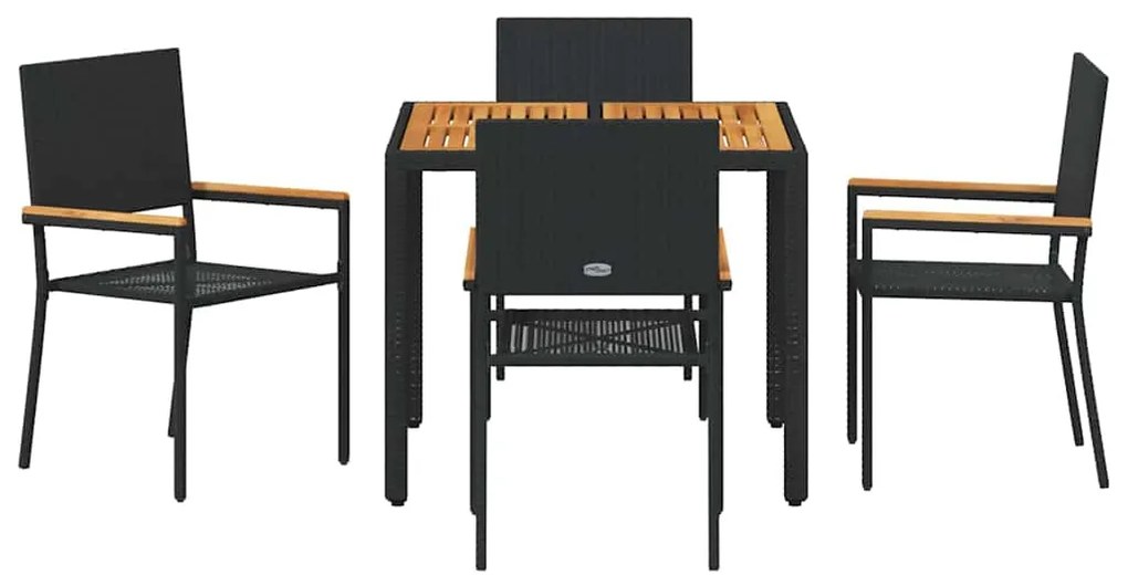 vidaXL Σέτ φαγητού για κήπο 5 pcs Μαύρο και Καφέ συνθετικό ρατάν