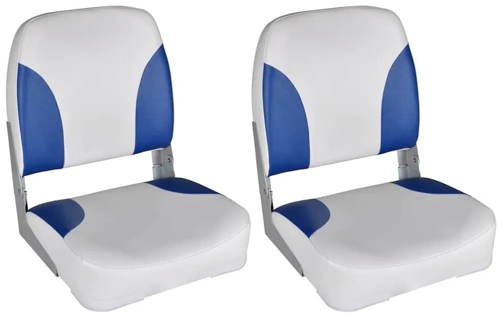 vidaXL Καθίσματα Σκάφους Αναδιπλούμενα 2 τεμ. Μπλε/Λευκό 41x36x48 εκ.