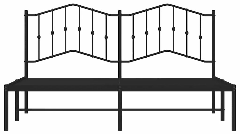 vidaXL Πλαίσιο Κρεβατιού με Κεφαλάρι Μαύρο 183 x 213 εκ. Μεταλλικό