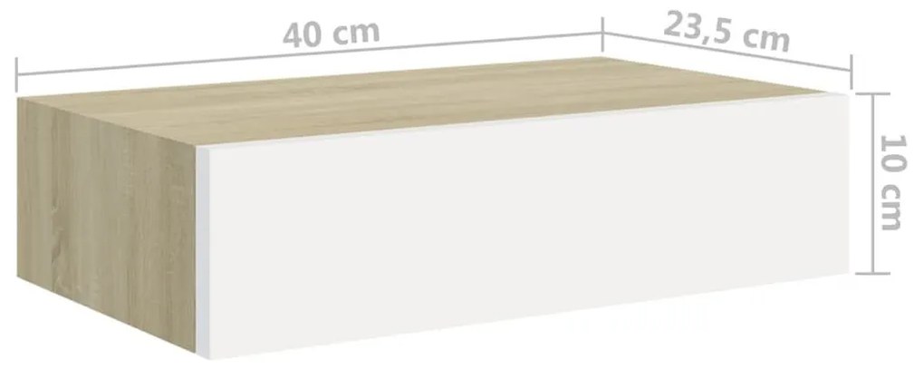 Ράφια Τοίχου Συρτάρια 2 τεμ. Δρυς/Λευκό 40x23,5x10 εκ από MDF - Καφέ