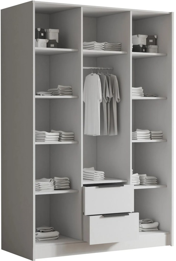 Ντουλάπα Calwi II τρίφυλλη-Φυσικό - Μαύρο