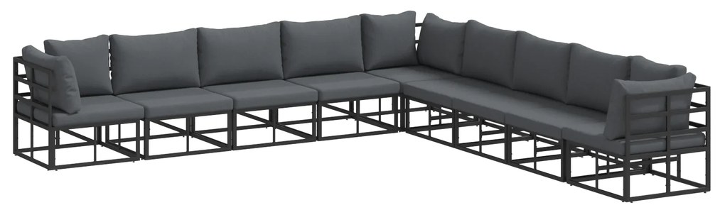 vidaXL Σετ Καναπέ Κήπου 9 pcs Μαύρο 353 x 353 x 71 εκ Αλουμίνιο