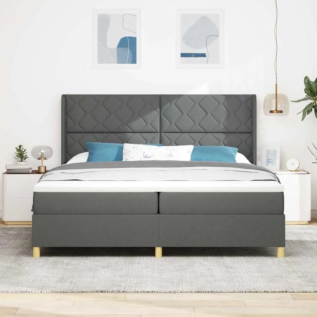 vidaXL Κρεβάτι με ελατήρια με στρώμα Γκρι 200 x 200 cm ύφασμα