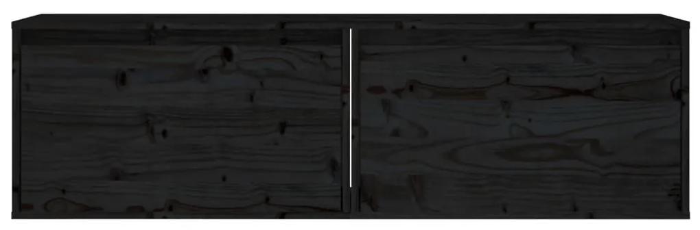 Ντουλάπια Τοίχου 2 τεμ. Μαύρα 60x30x35 εκ από Μασίφ Ξύλο Πεύκου - Μαύρο