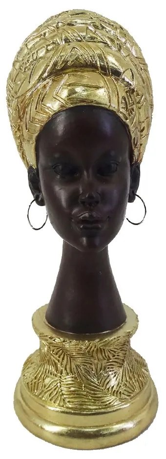 Διακοσμητικό Αντικείμενο Επιτραπέζιο African Queen 022115 10x15xH26cm Gold-Black Polyresin