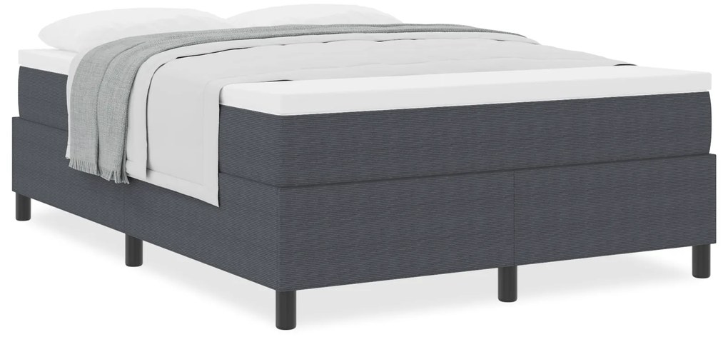 vidaXL Κρεβάτι Box Spring με Στρώμα σε Σκούρο Γκρι, 140x200 εκ., από βελουτέ ύφασμα.