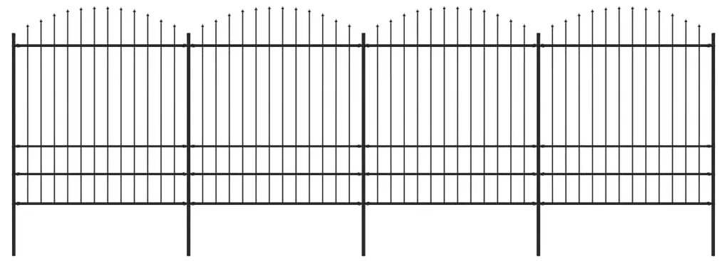 vidaXL Κάγκελα Περίφραξης με Λόγχες Μαύρα (1,75-2) x 6,8 μ. Ατσάλινα