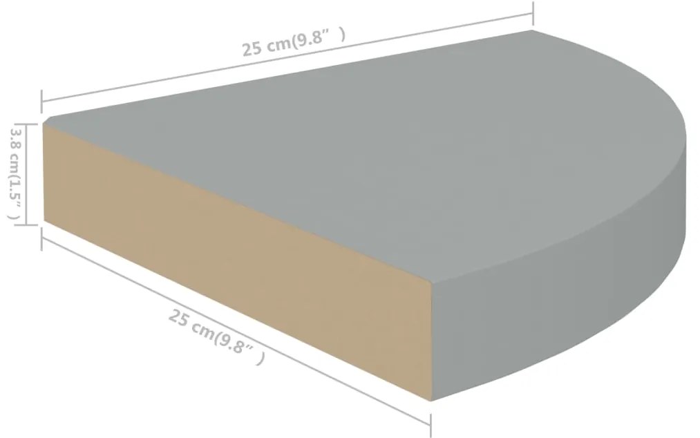 ΡΑΦΙ ΤΟΙΧΟΥ ΓΩΝΙΑΚΟ ΓΚΡΙ 25 X 25 X 3,8 ΕΚ. ΑΠΟ MDF 323901