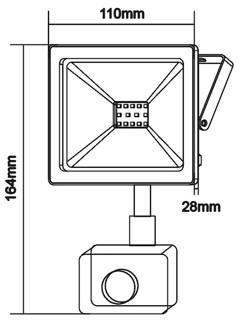 WHITE SENSOR LED SMD FLOOD LUMINAIRE IP66 20W 4000K 1700Lm 230V RA80 - Q2040WS - 4000K - Q2040WS