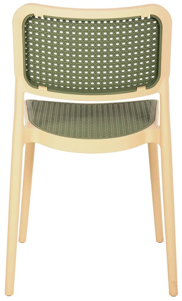 Καρέκλα MEKO C5934.04 Πολυπροπυλενίου Μπέζ με Ψάθα Olive Green 41x49x102Υ εκ. 41x49x102 εκ.