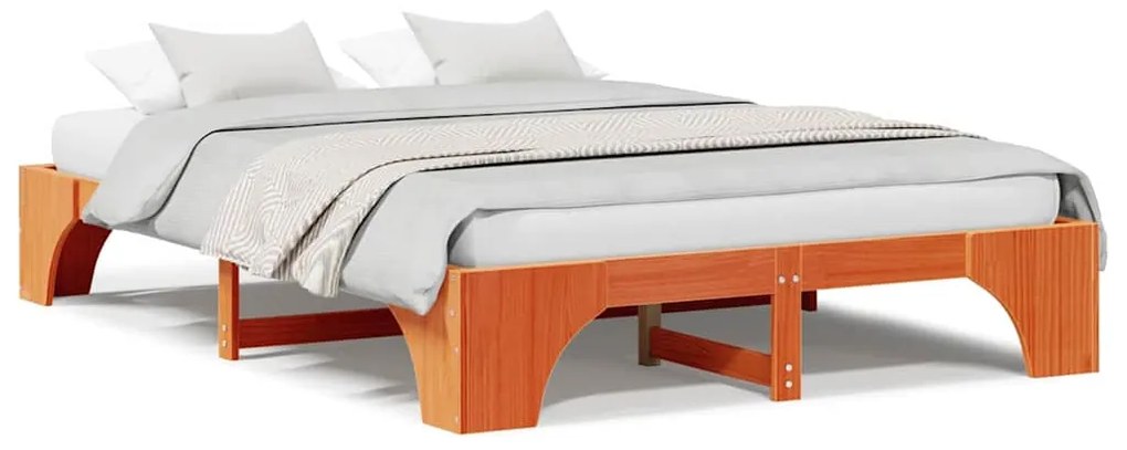 vidaXL Σκελετός Κρεβατιού Κερωτό καφέ 160 x 200 cm