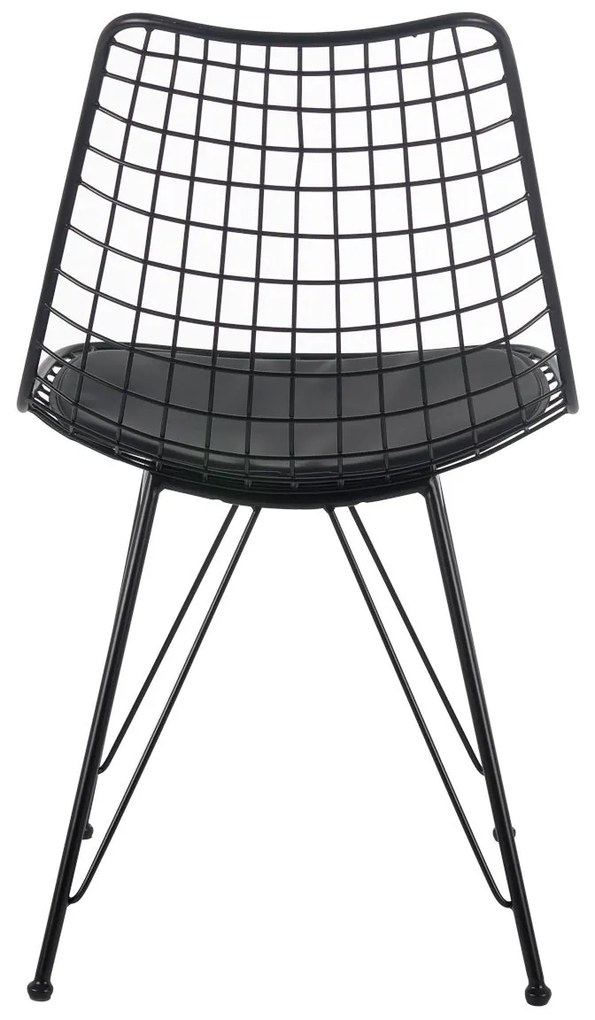Καρέκλα Μεταλλική FAGUS Με Μαξιλάρι Μαύρο 49x58x83.5cm
