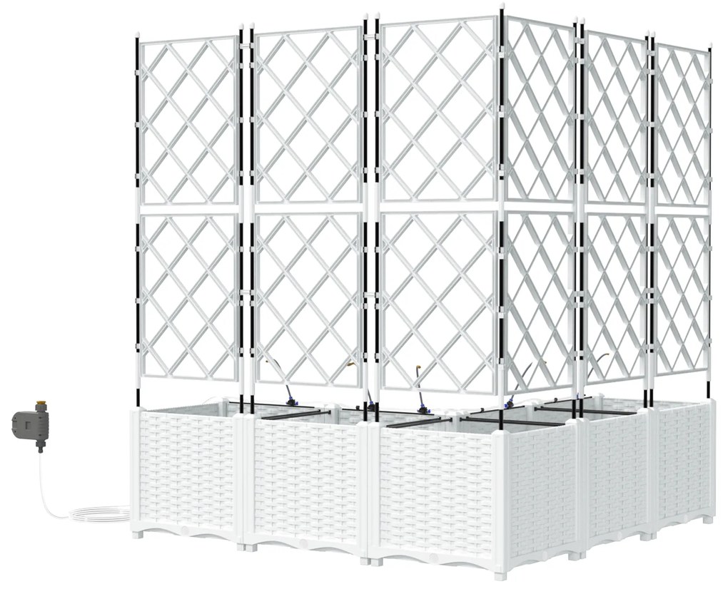 vidaXL Ζαρντινιέρες κήπου Καφασωτό Λευκό 120 x 120 x 142 cm Πλαστικό