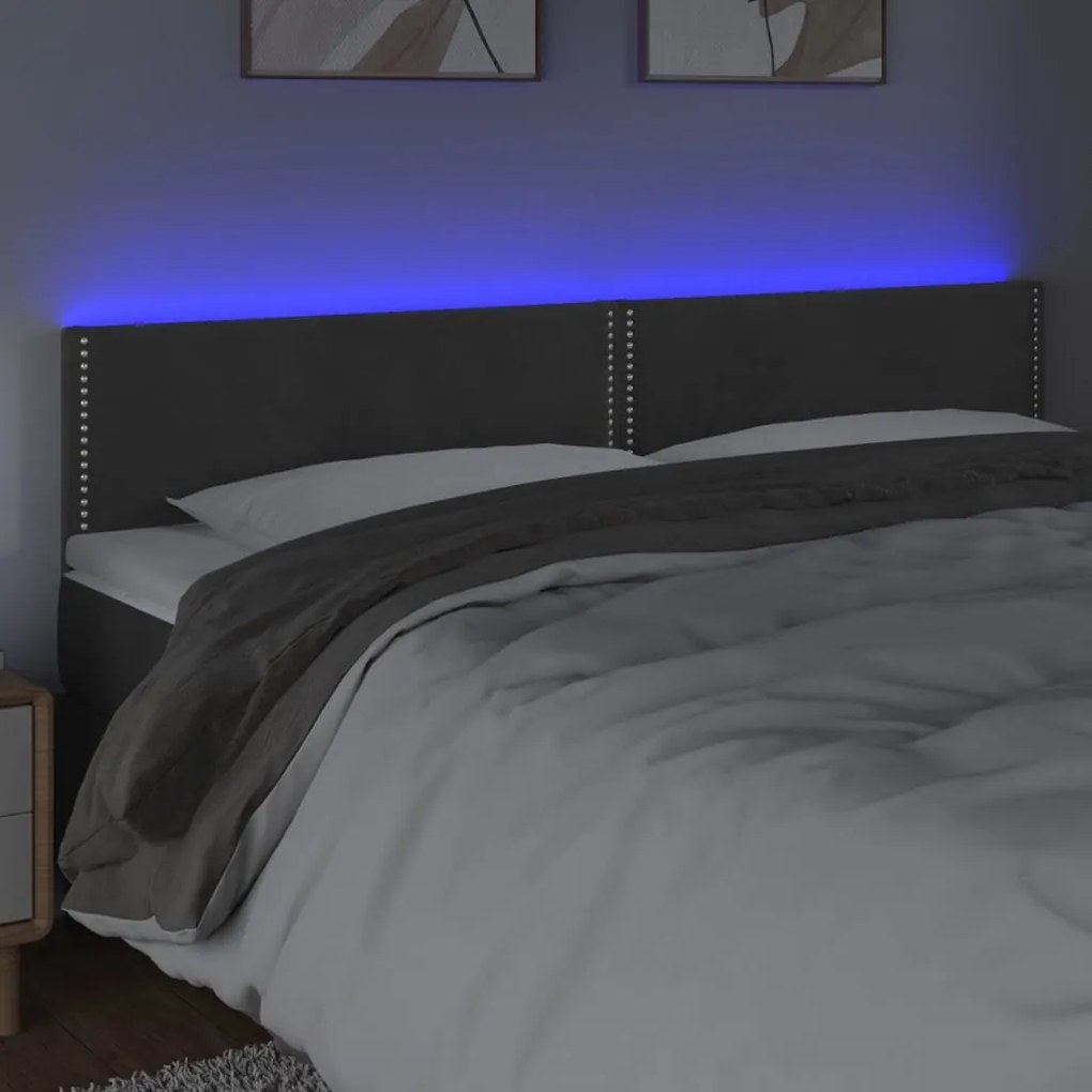Κεφαλάρι Κρεβατιού LED Σκούρο Γκρι 180x5x78/88 εκ. Βελούδινο 3121533