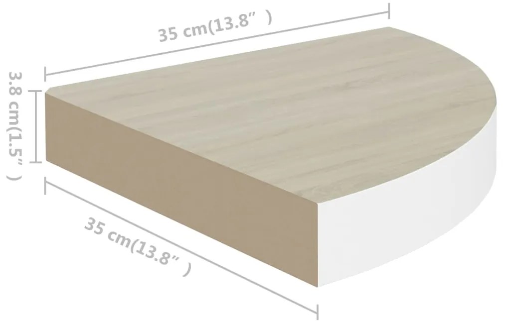 Ράφια Τοίχου Γωνιακά 2 τεμ. Δρυς/Λευκό 35x35x3,8 εκ από MDF 326640