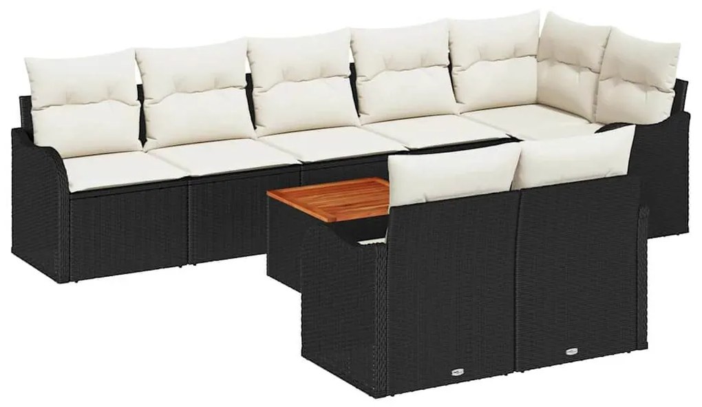 vidaXL Σετ Καναπέ Κήπου 9 pcs Μαύρο Πολυ ράταν