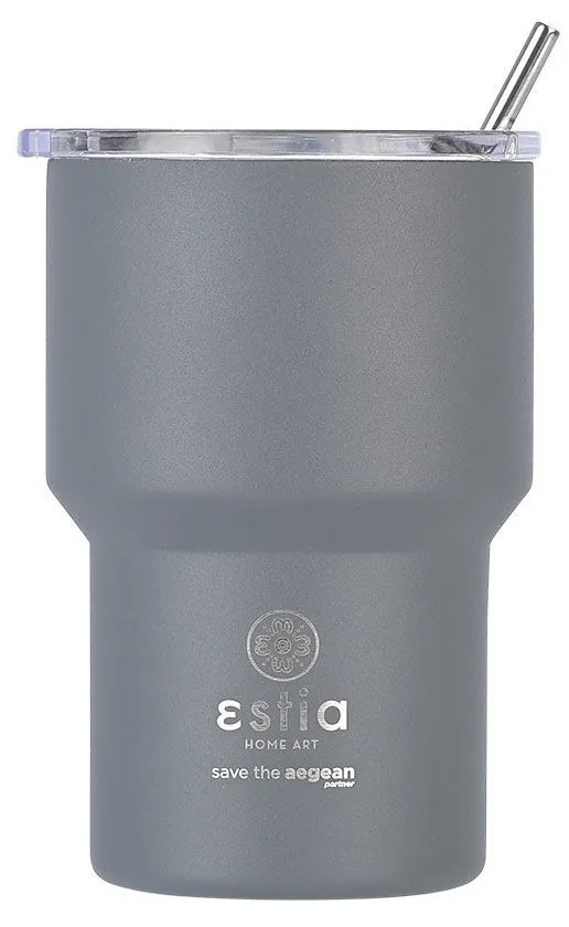 Θερμός-Ποτήρι Ανοξείδωτο Mug Lite Save The Aegean Fjord Grey Estia 400ml-9,2x6,5x13,3εκ. 01-18467