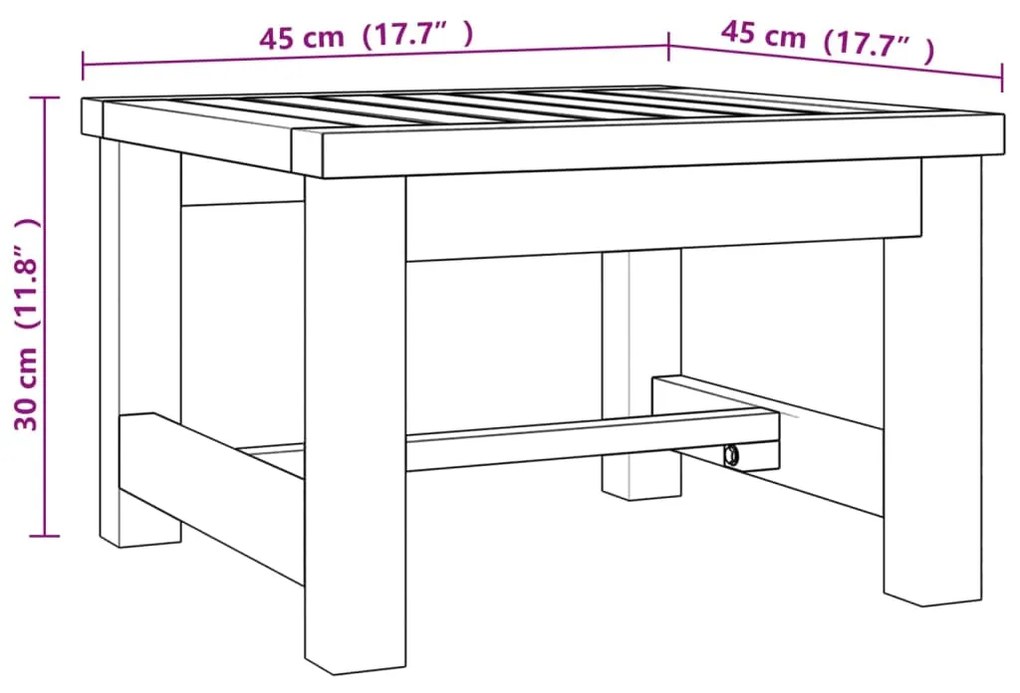 Τραπεζάκι Σαλονιού 45 x 45 x 30 εκ. από Μασίφ Ξύλο Teak - Καφέ