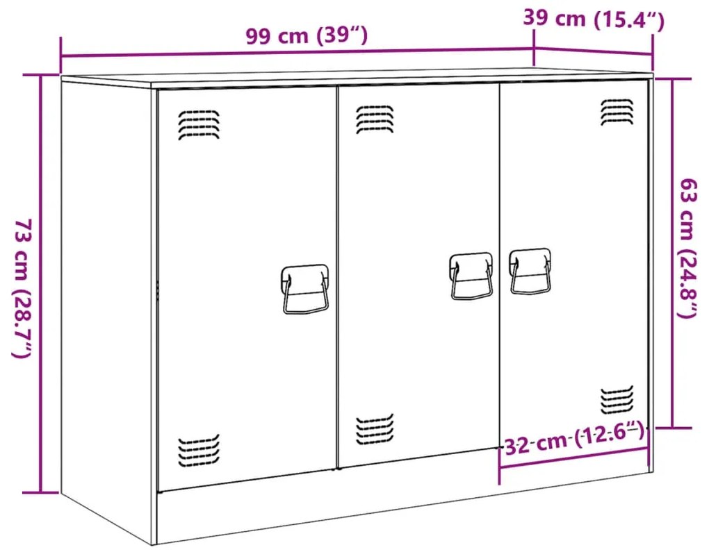 Ντουλάπι Μαύρο 99x39x73 εκ. από Ατσάλι - Μαύρο