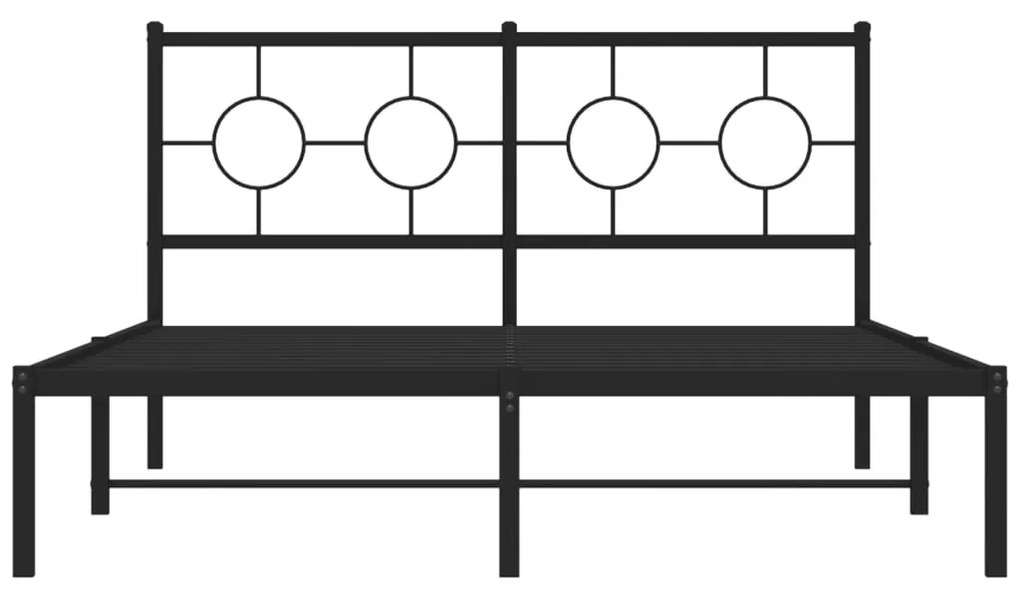 vidaXL Πλαίσιο Κρεβατιού με Κεφαλάρι Μαύρο 140 x 200 εκ. Μεταλλικό