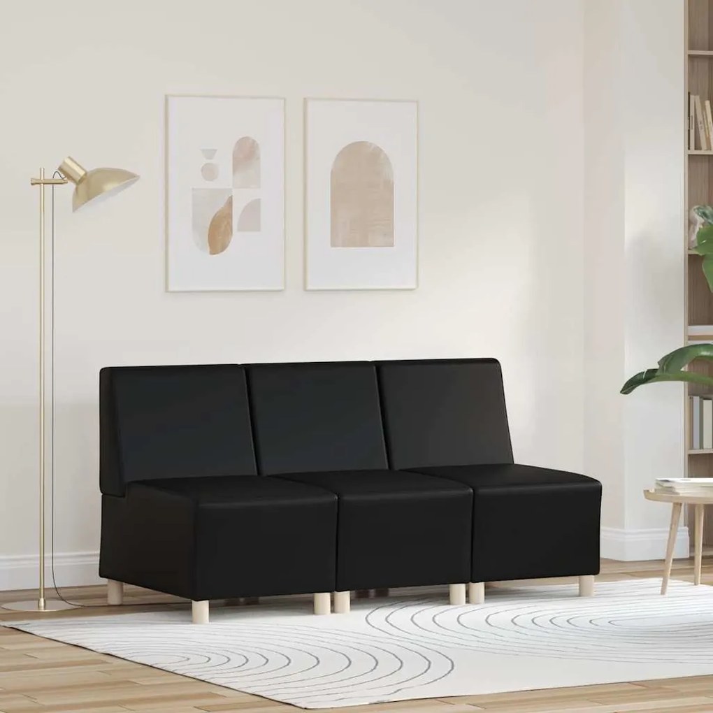 vidaXL Καναπέδες 3 pcs Μαύρο 55 x 74 x 82 εκ. Τεχνητό δέρμα