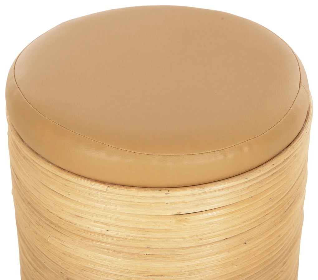 Σκάμπο Mitch Φυσικό Rattan-Καθισμα από PU Μπεζ Φ37x47Yεκ.