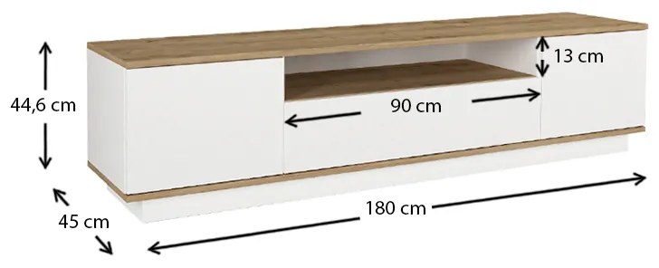 Έπιπλο τηλεόρασης Fedya Megapap από μελαμίνη χρώμα λευκό - sapphire oak 180x45x44,6εκ.
