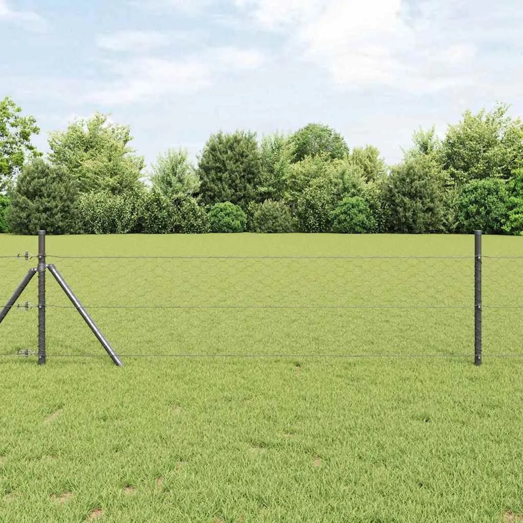 vidaXL Εξαγωνικός φράχτης Γκρι 1.4 x 50 m Ατσάλι