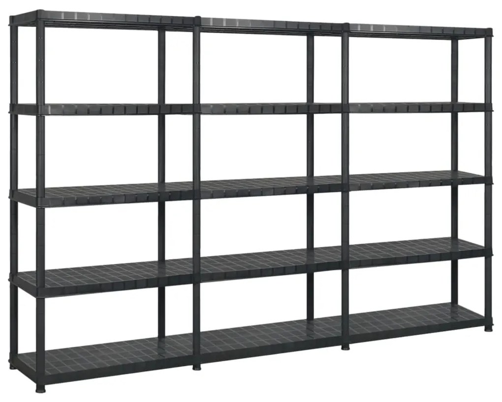 vidaXL Ραφιέρα Αποθήκευσης 5 Επιπέδων Μαύρη 255x40x185 εκ. Πλαστική