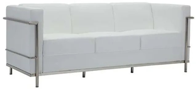 Καναπές Genova Ε947,31 Inox & Pu White Ξύλο,Ύφασμα