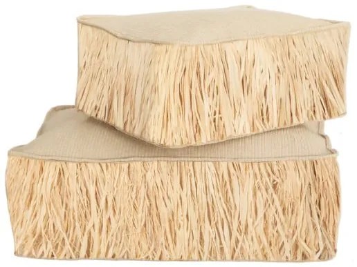 Outdoor Pouf MX HOME Tahiti Coussin de sol M raphia frange-00N3
