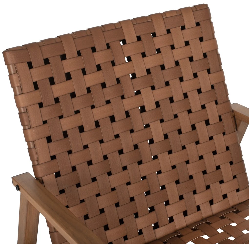 Πολυθρόνα Felipe Μέταλλο Όψη Ξύλου &amp; Rattan Δέρμα-Look 63,5x75,5x77εκ.